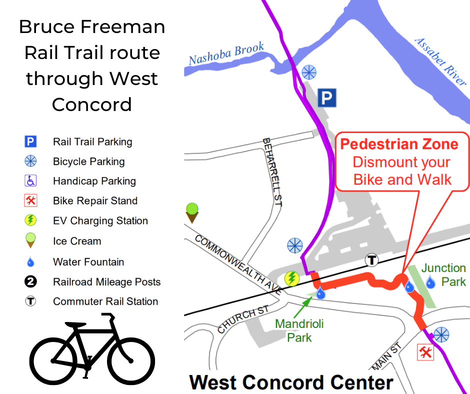 Bruce Freeman Rail Trail route through West Concord Map