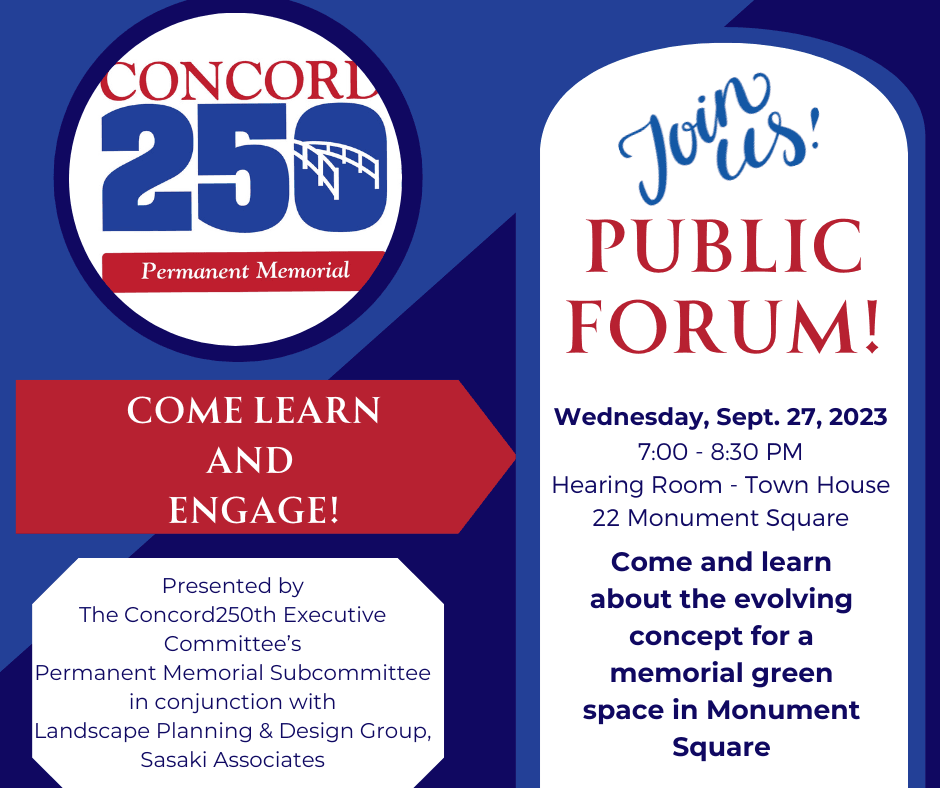 Concord 250 Permanent Memorial Committee Sept. 27, 2023 7 PM