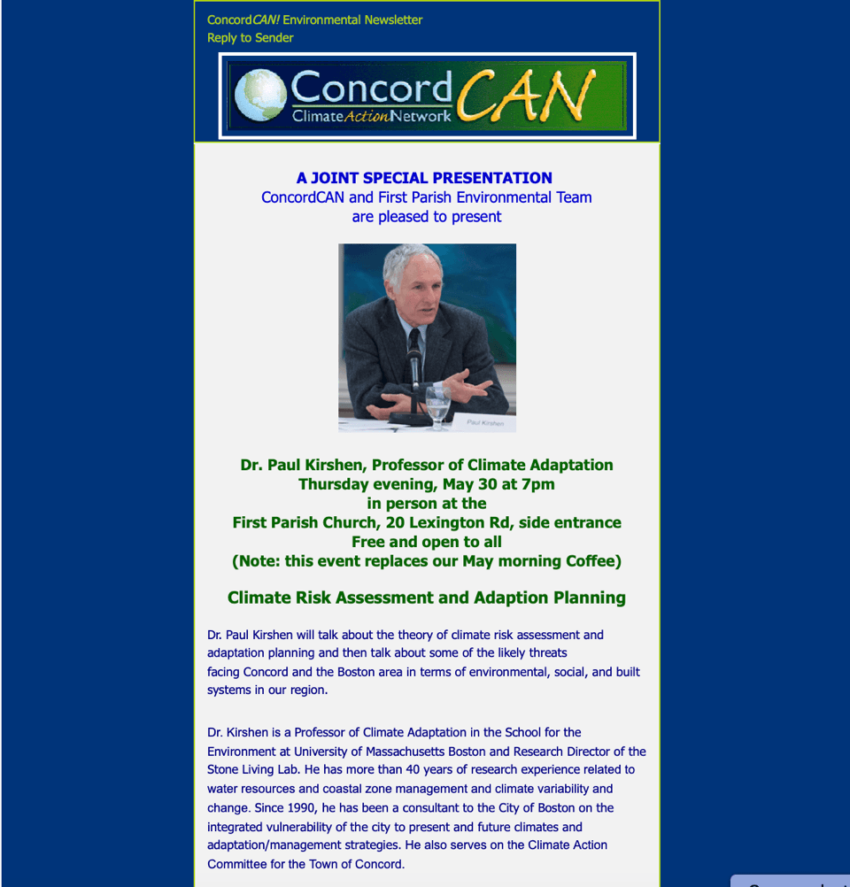 Paul Kirshen Climate Adaptation