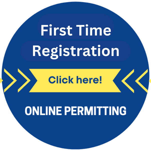 Blue and Yellow circle - First time Registration Click Here