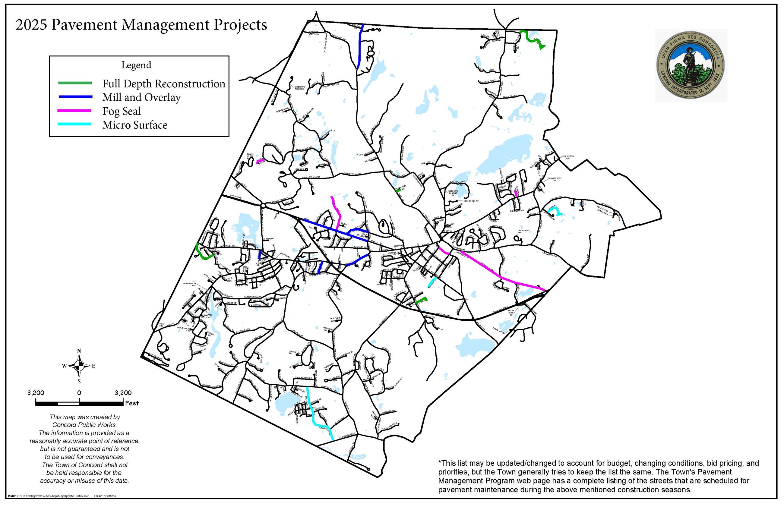 2025 Pavement Management Projects Map