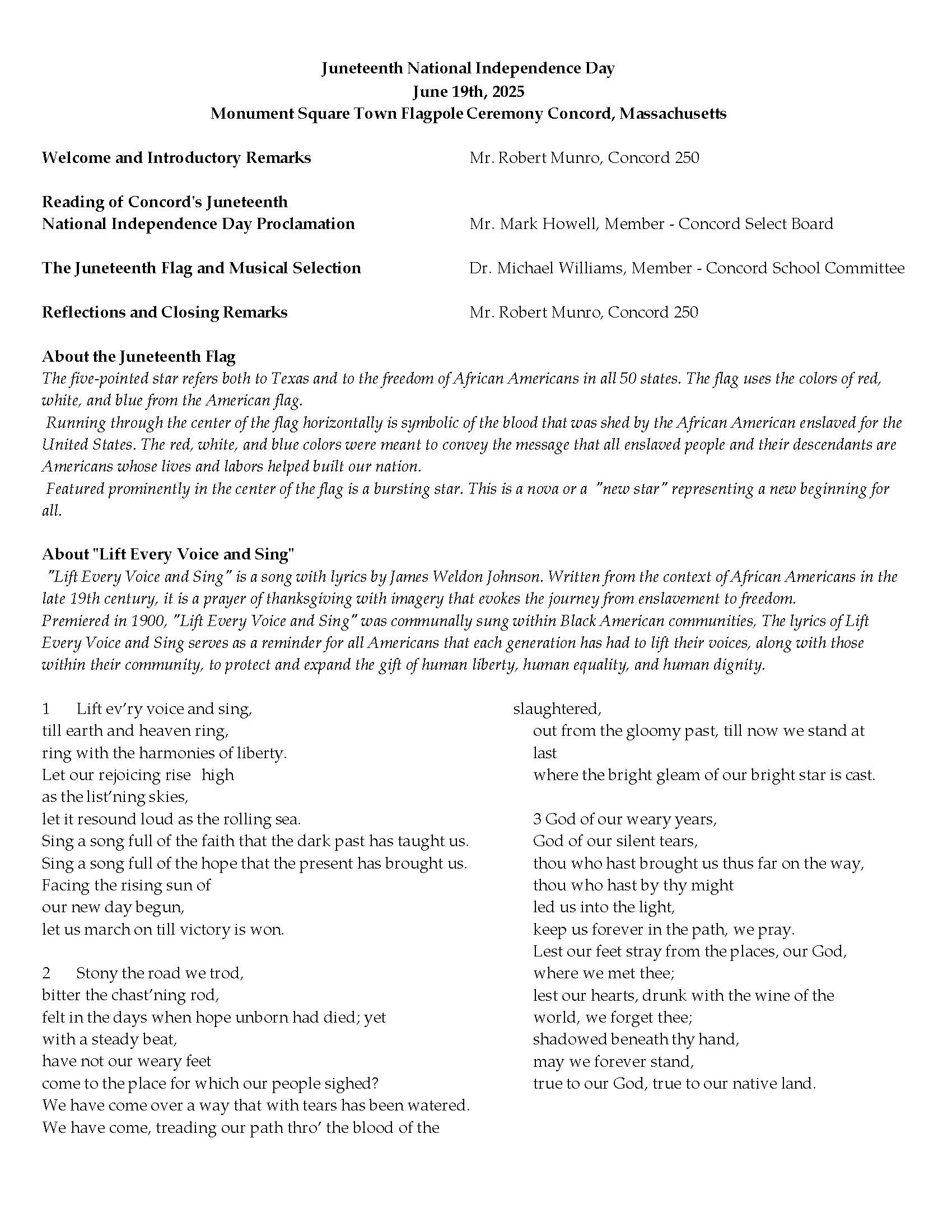 Juneteenth Ceremony 2025 program