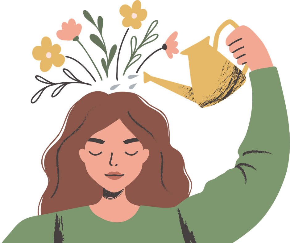 Mental Health Girl With Flowers 