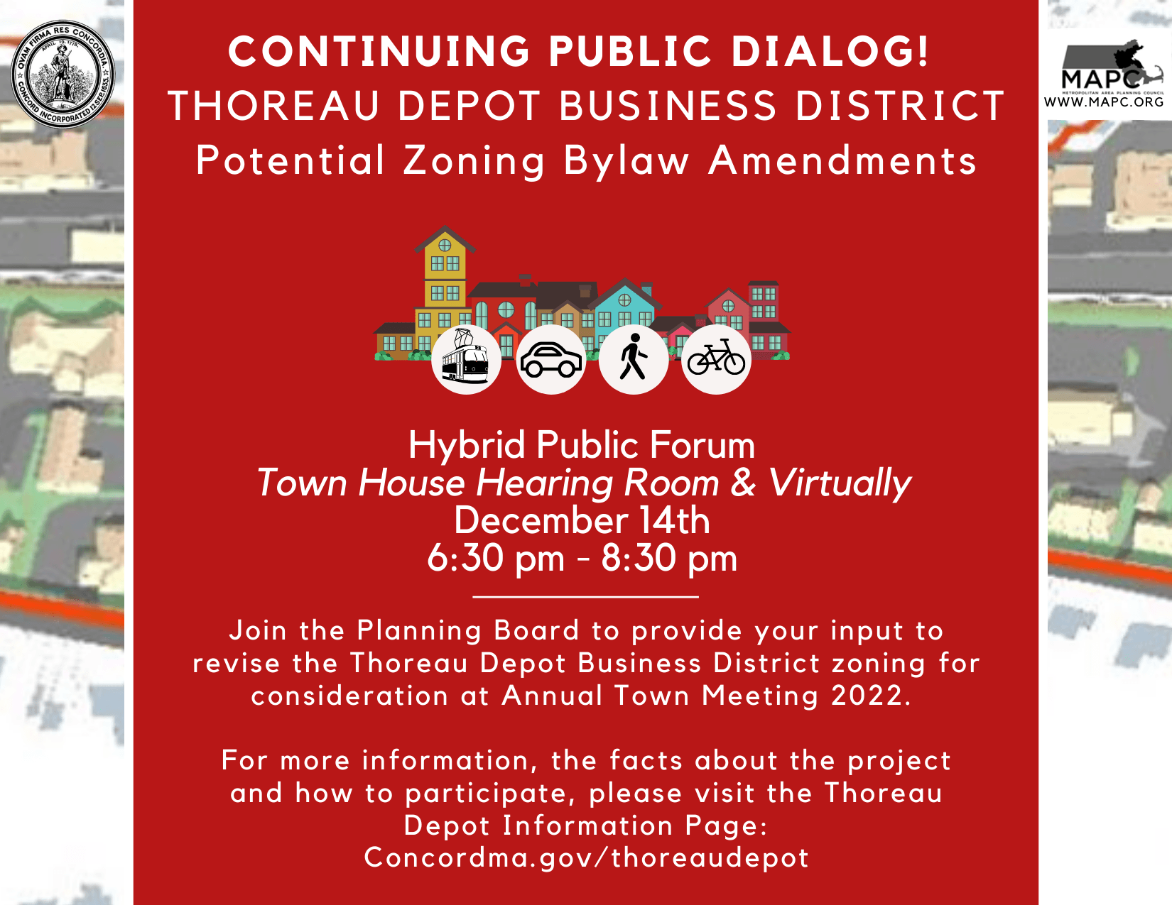 Dec 14th THOREAU DEPOT BUSINESS DISTRICT REDEVELOPMENT FORUM (Poster) (Postcard)-2