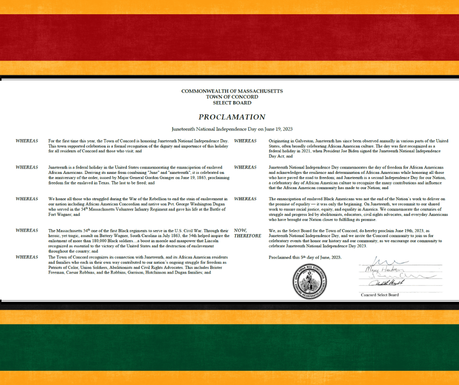 Proclamation with red, green and gold background