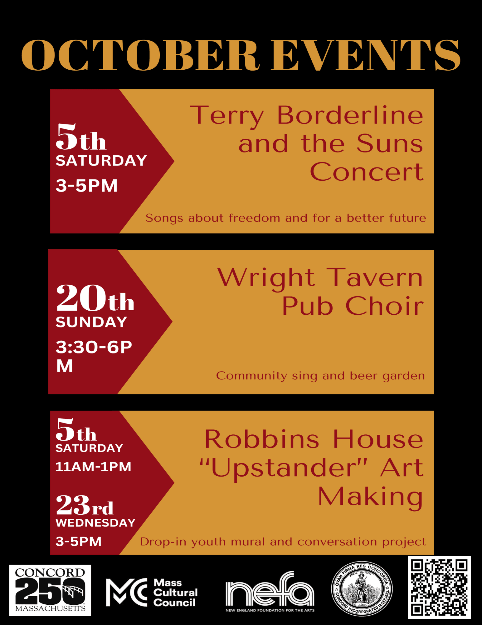 Orange rectangles on black background 10/5, 10/20, 10/5, 10/23