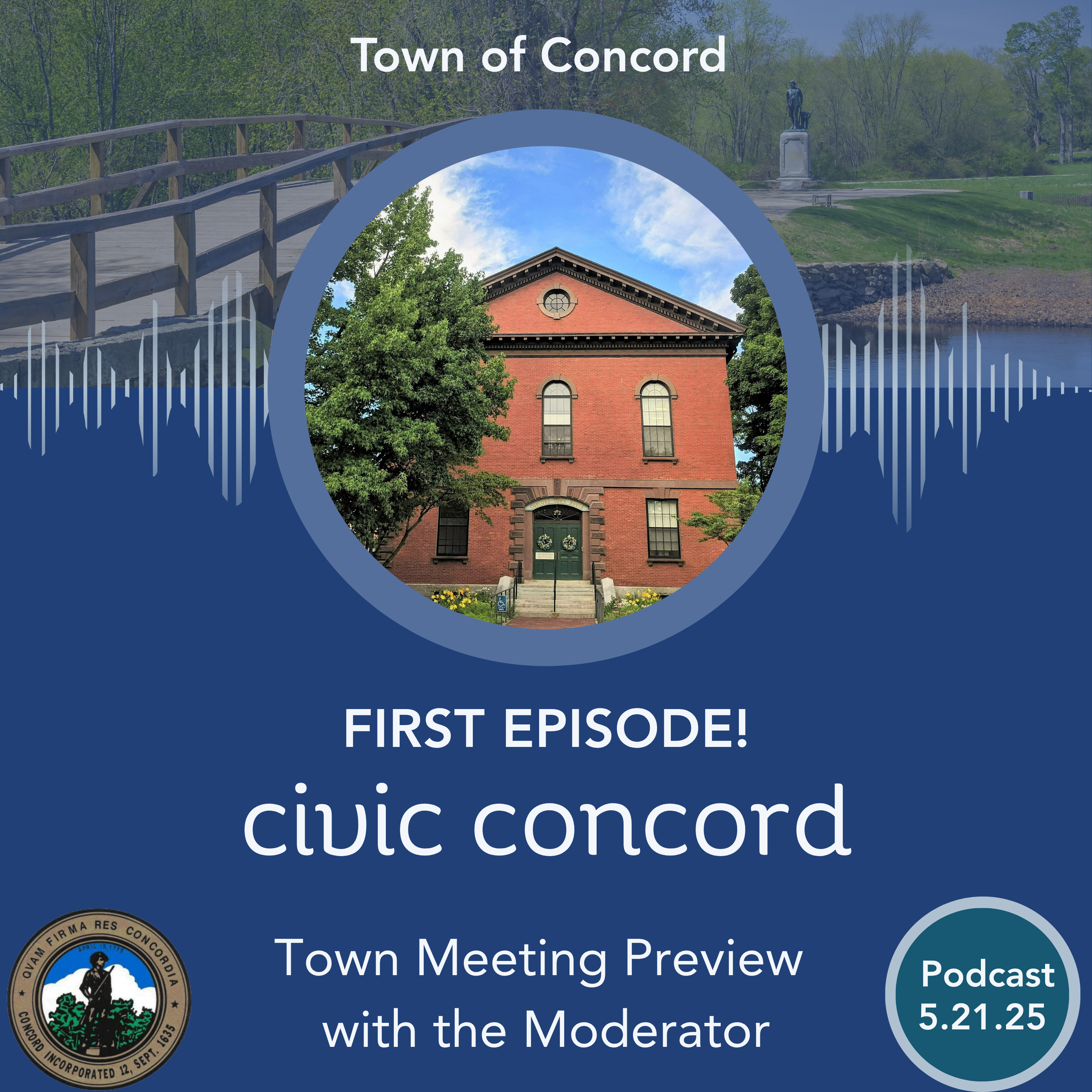 Civic Concord - Blue background with brick building